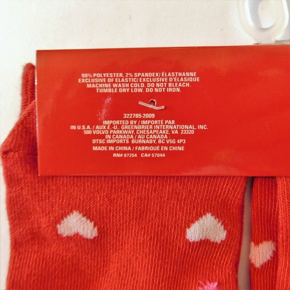 Valentine Crew Socks I Love You With All My Heart and Sole 5-9 Red Hearts - Picture 3 of 3